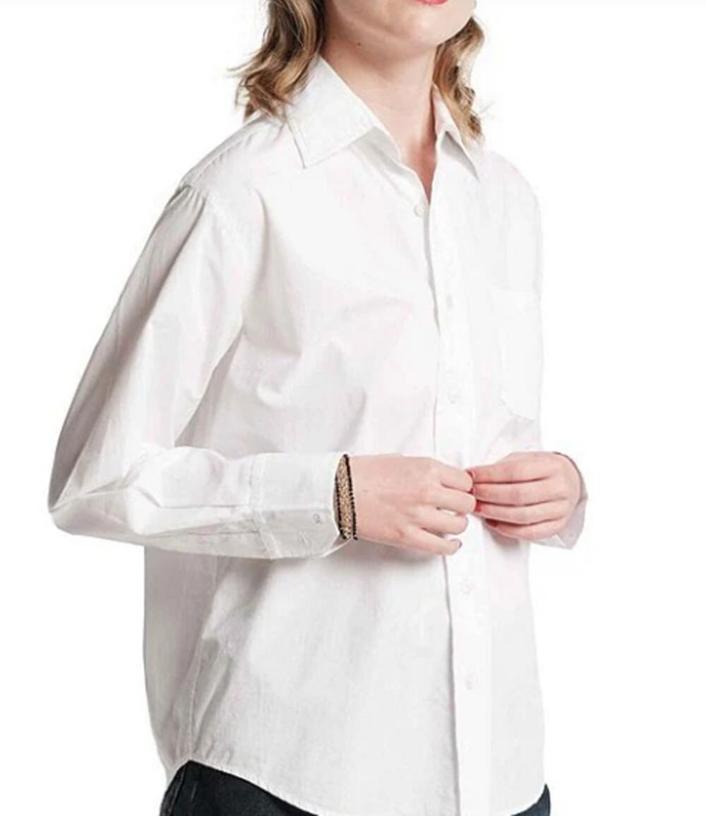 Frances Valentine White Button-Up Cotton Shirt